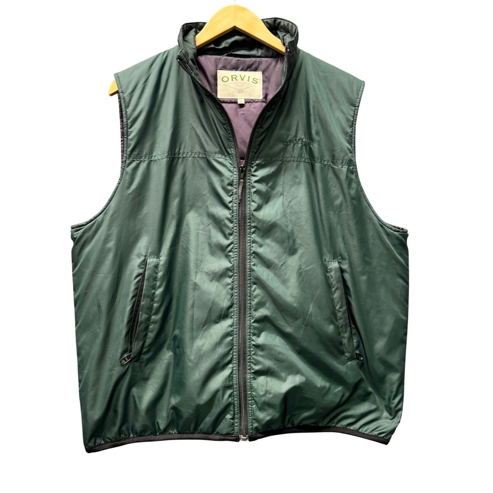 Vintage Orvis Puffer Vest Mens Large Primaloft Green Gorpcore Outdoor Full Zip